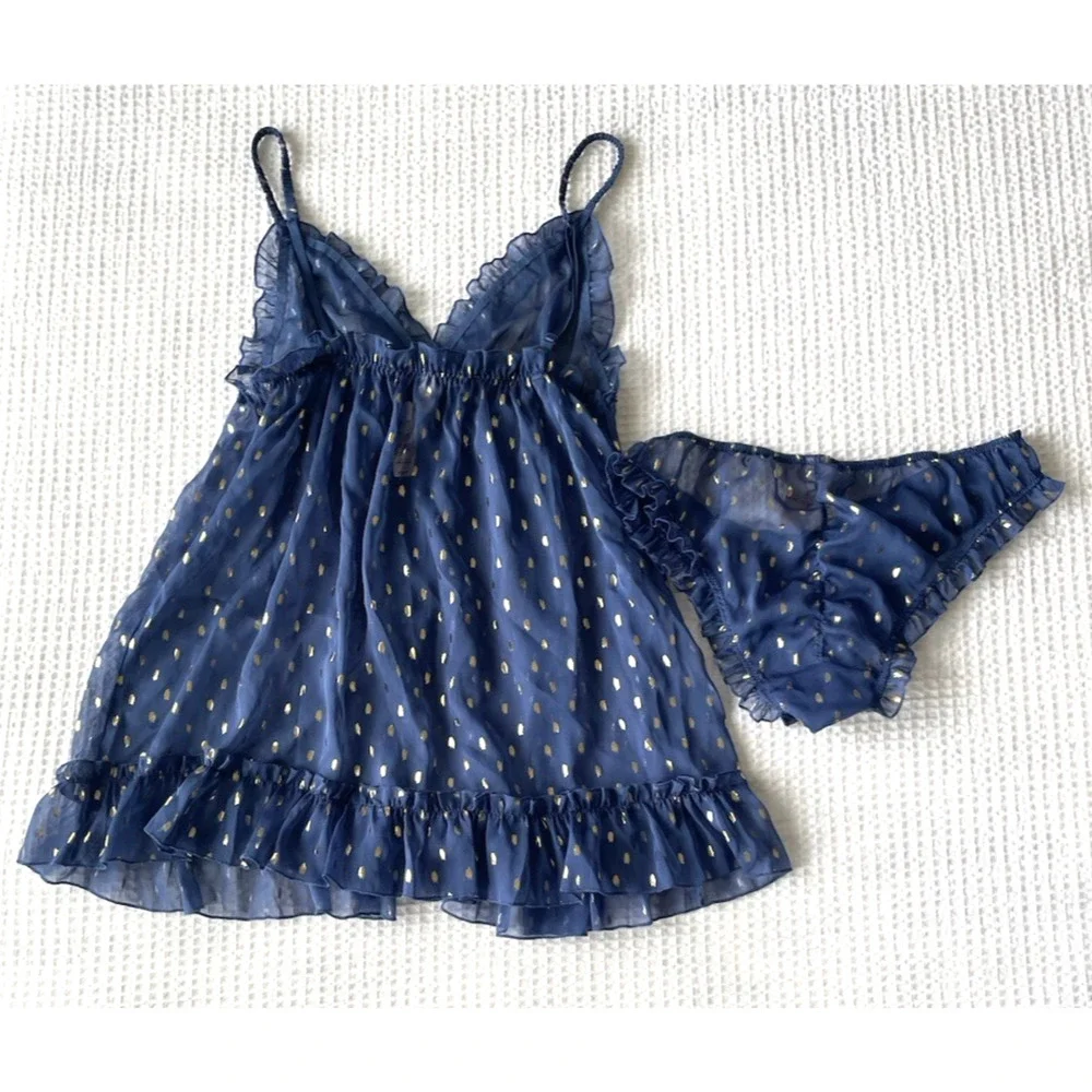 NWT Vtg Y2K Victorias Secret Sz Medium Lingerie Babydoll Bikini Set Top Panties